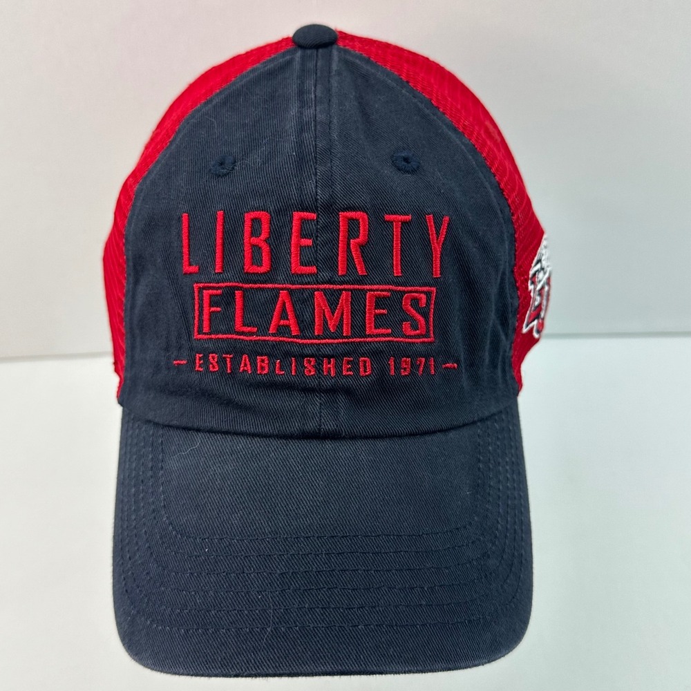 Liberty Flames Hat NCAA College Baseball Cap Adjustable Trucker Red Navy